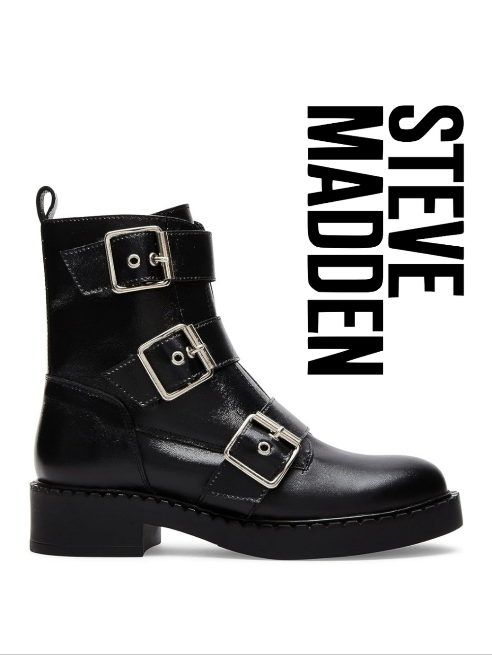 Steve Madden - Aaron Black Leather - Size 8 M - Picture 2 of 6